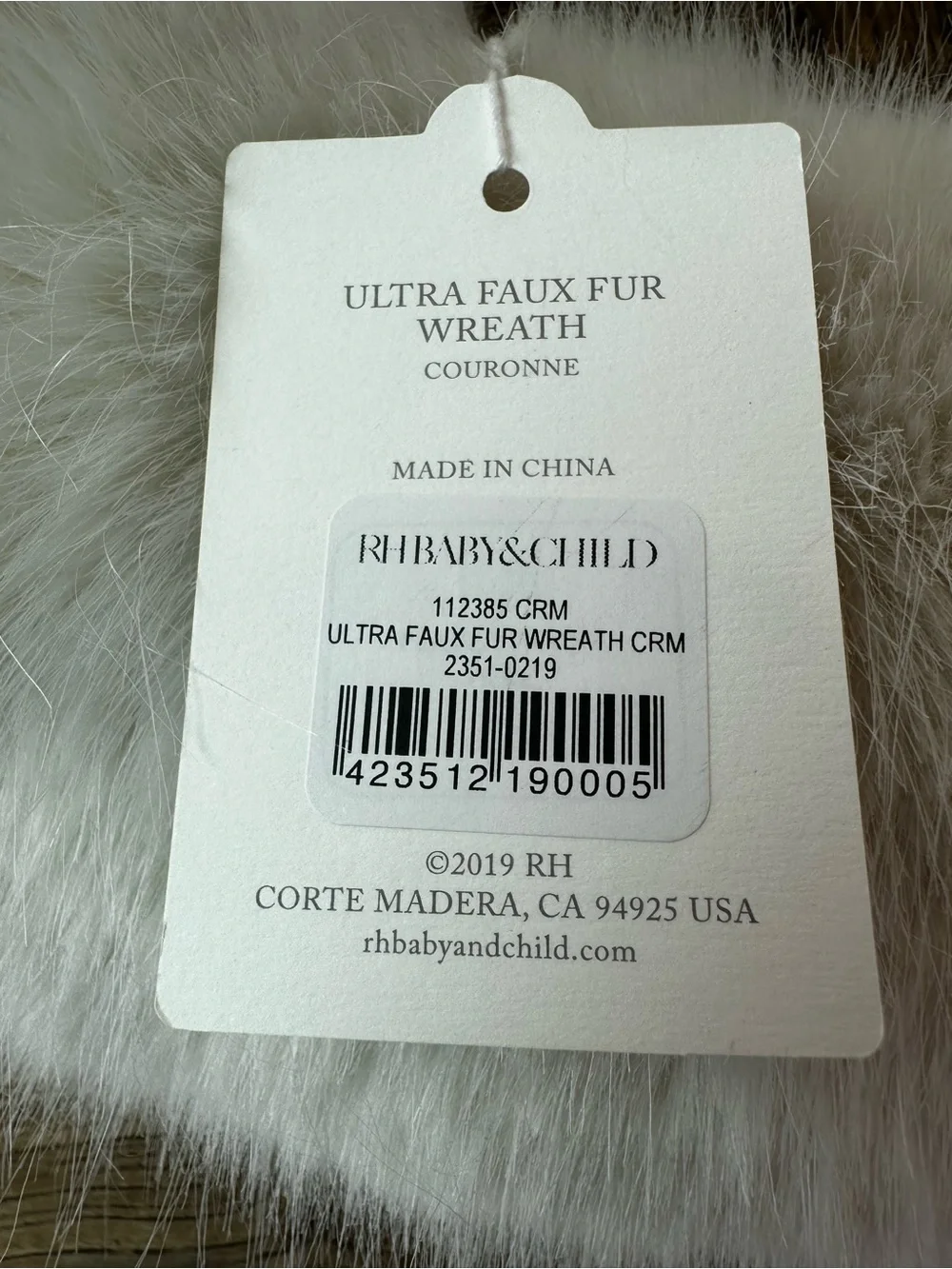 Restoration Hardware Plush Faux Fur Ring Scarf - Cream